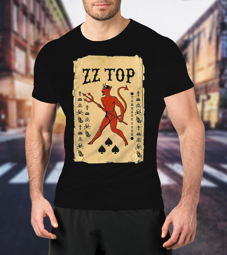Zz Top Tonnage Tour Devil Playing Cards T-Shirt
