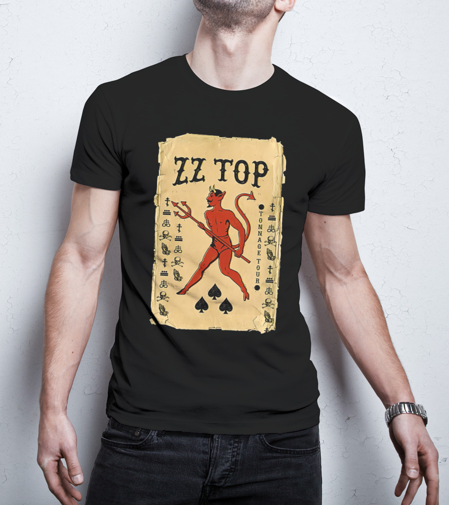 Zz Top Tonnage Tour Devil Playing Cards T-Shirt