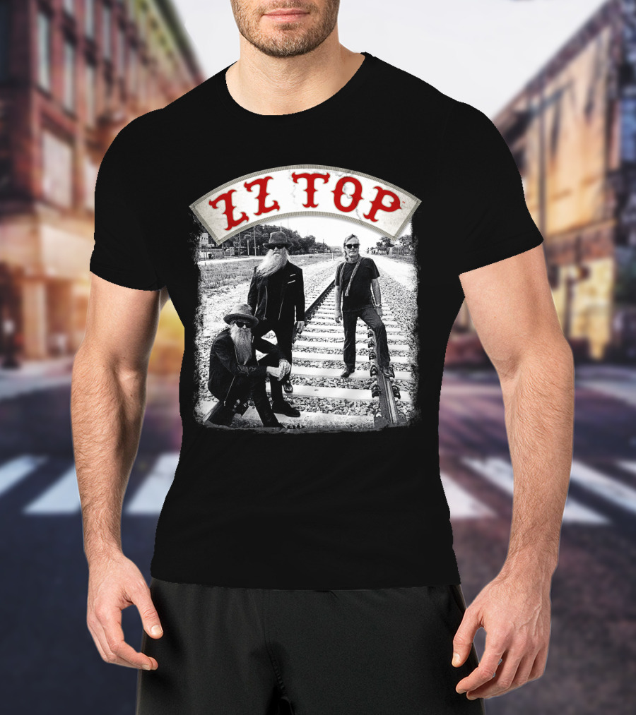 Zz Top Band On Railroad Tracks T-Shirt