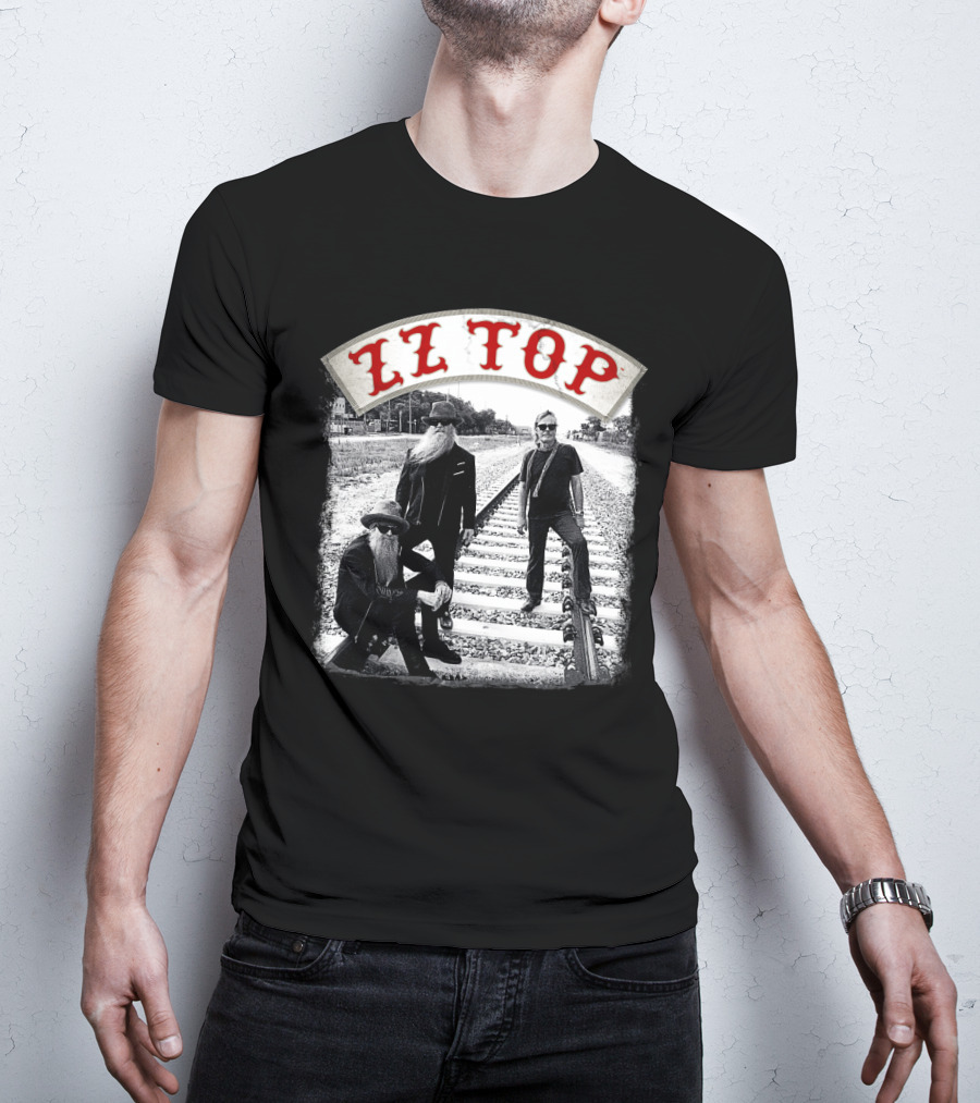 Zz Top Band On Railroad Tracks T-Shirt