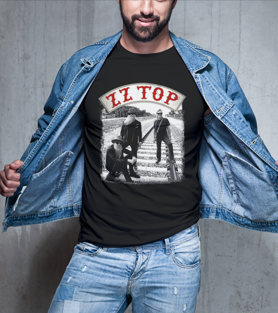 Zz Top Band On Railroad Tracks T-Shirt