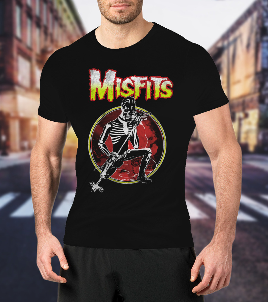 Misfits Skeleton Mic Rock Artwork T-Shirt