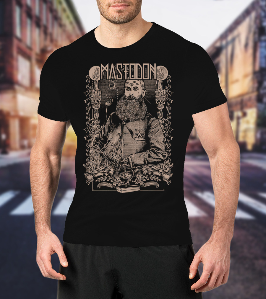 Mastodon Occult Bearded Figure With Candles And Skull T-Shirt