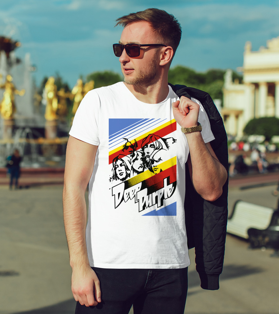 Deep Purple Band Retro Stripes T-Shirt