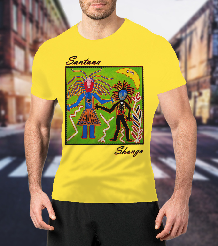 Santana Shango Colorful Tribal Art With Moon And Figures T-Shirt