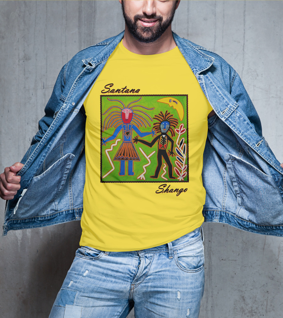 Santana Shango Colorful Tribal Art With Moon And Figures T-Shirt
