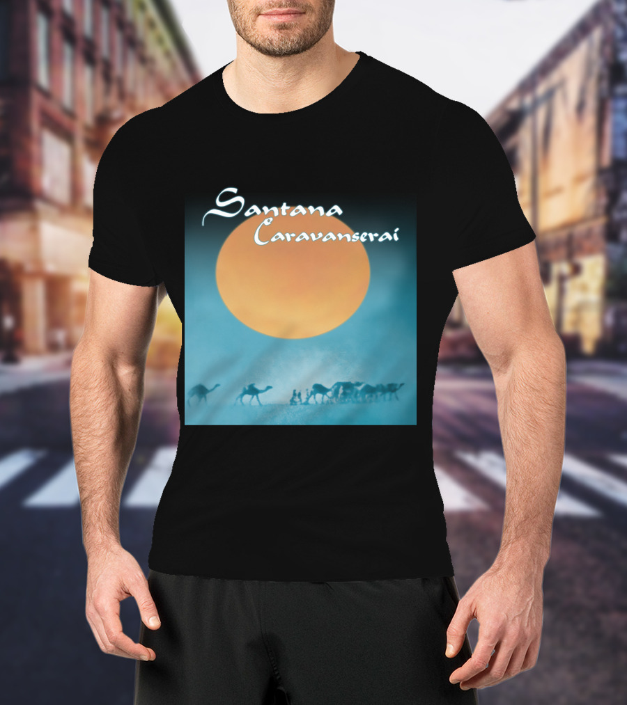 Santana Caravanserai Desert Caravan Under Orange Moon T-Shirt