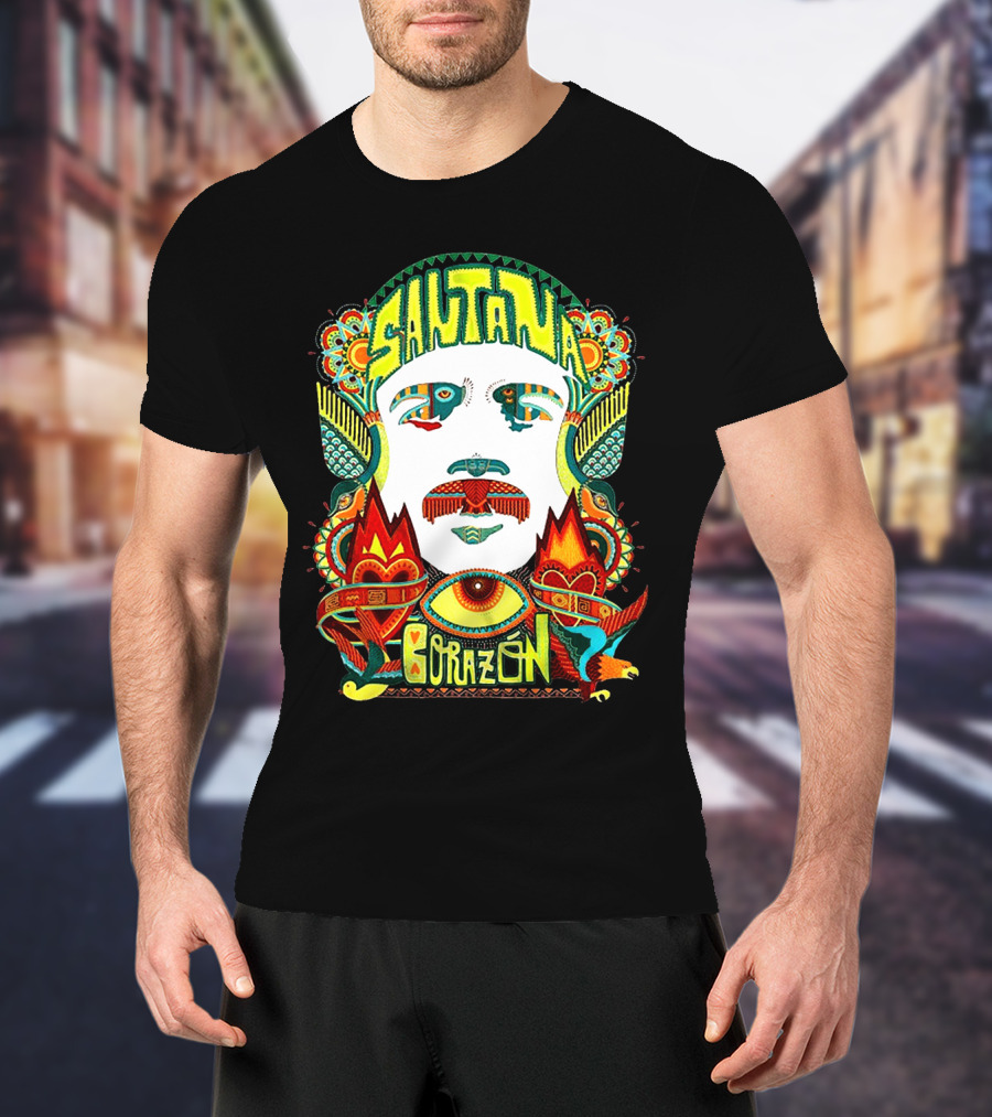 Santana Corazón Psychedelic Art Face T-Shirt