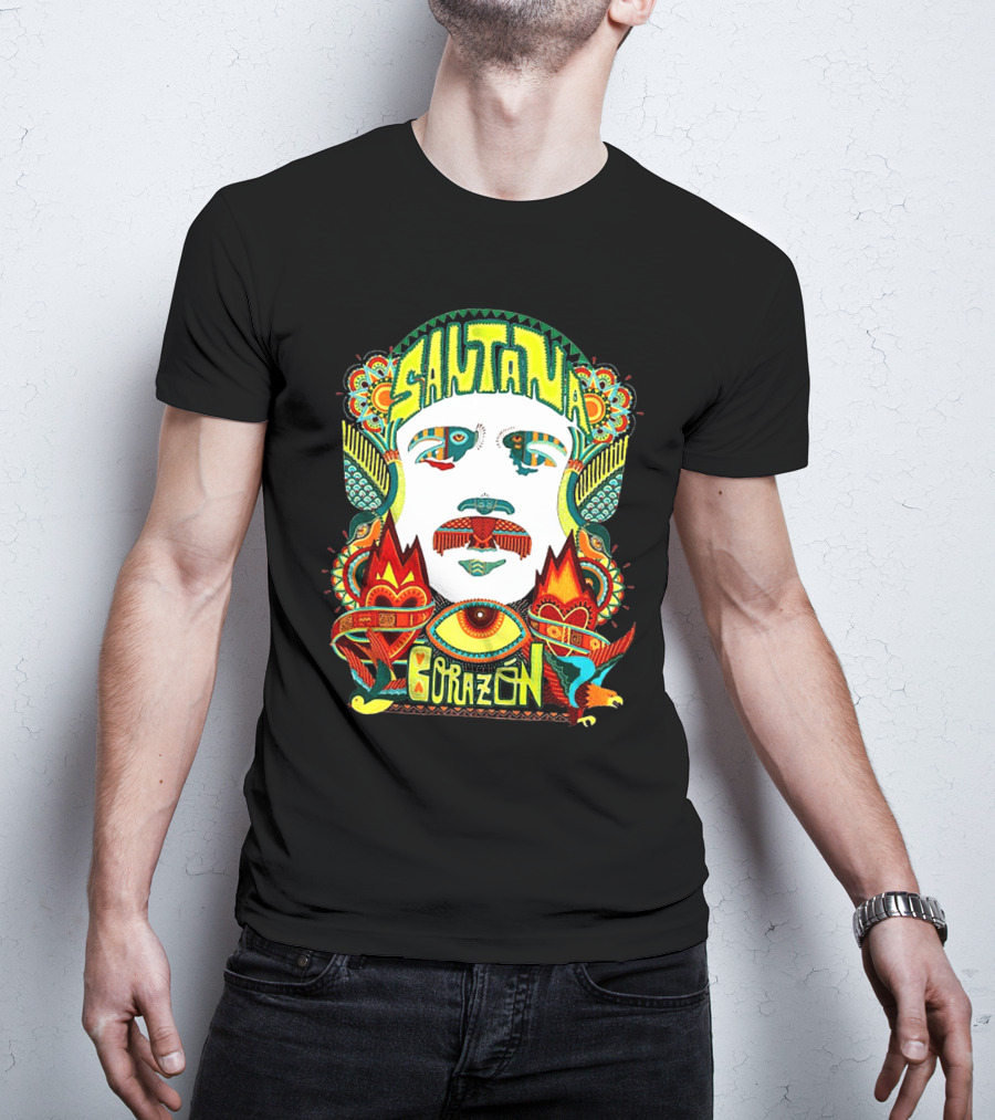 Santana Corazón Psychedelic Art Face T-Shirt