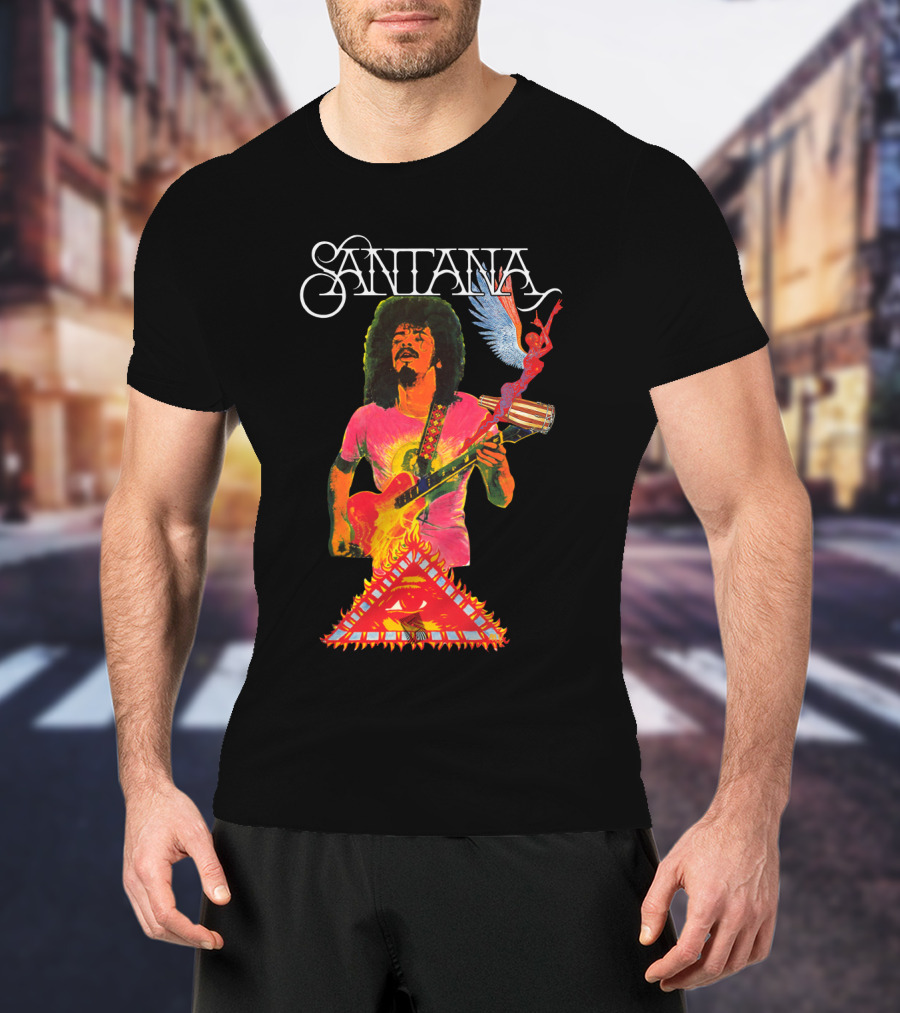 Santana Guitar Art With Angel And Pyramid T-Shirt