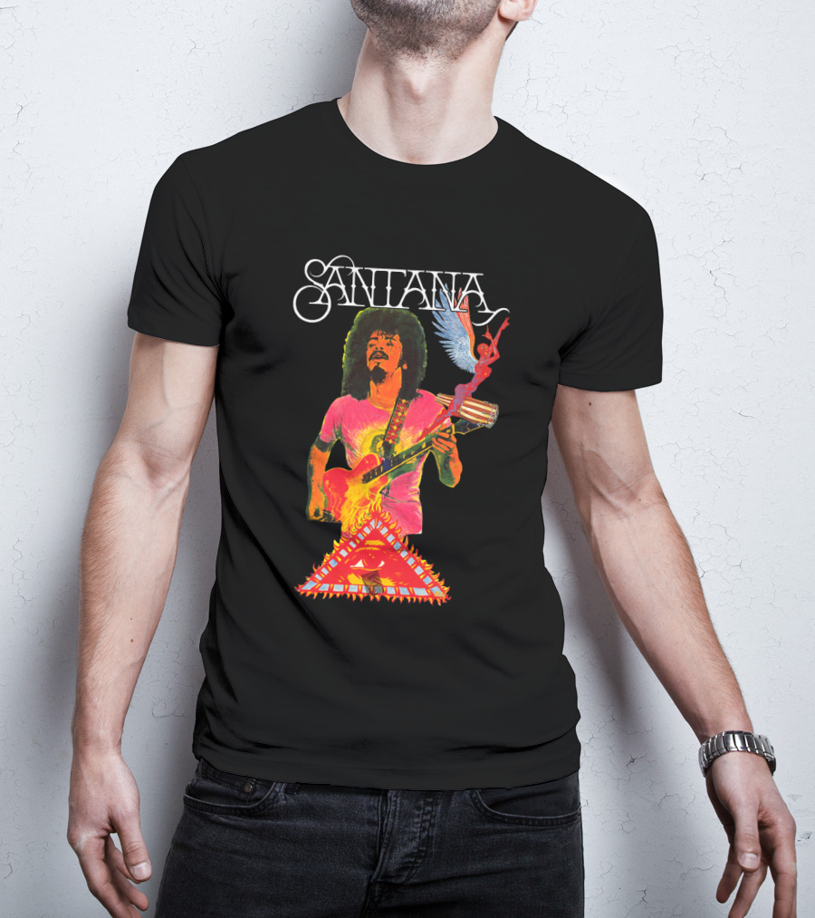 Santana Guitar Art With Angel And Pyramid T-Shirt