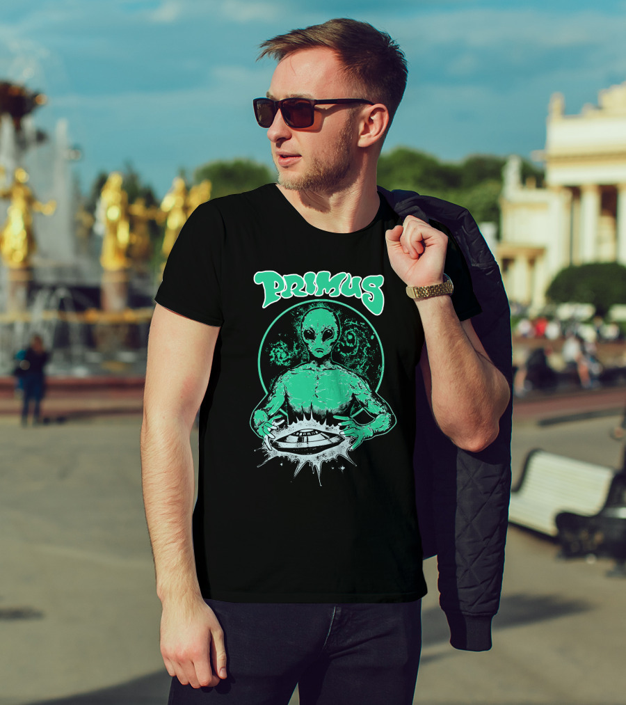 Primus Alien Holding Ufo With Cosmic T-Shirt
