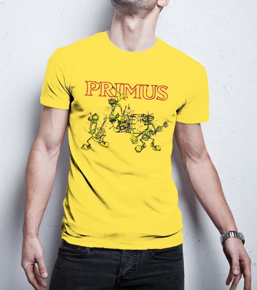 Primus Iconic Cartoon Figures With Red Title T-Shirt