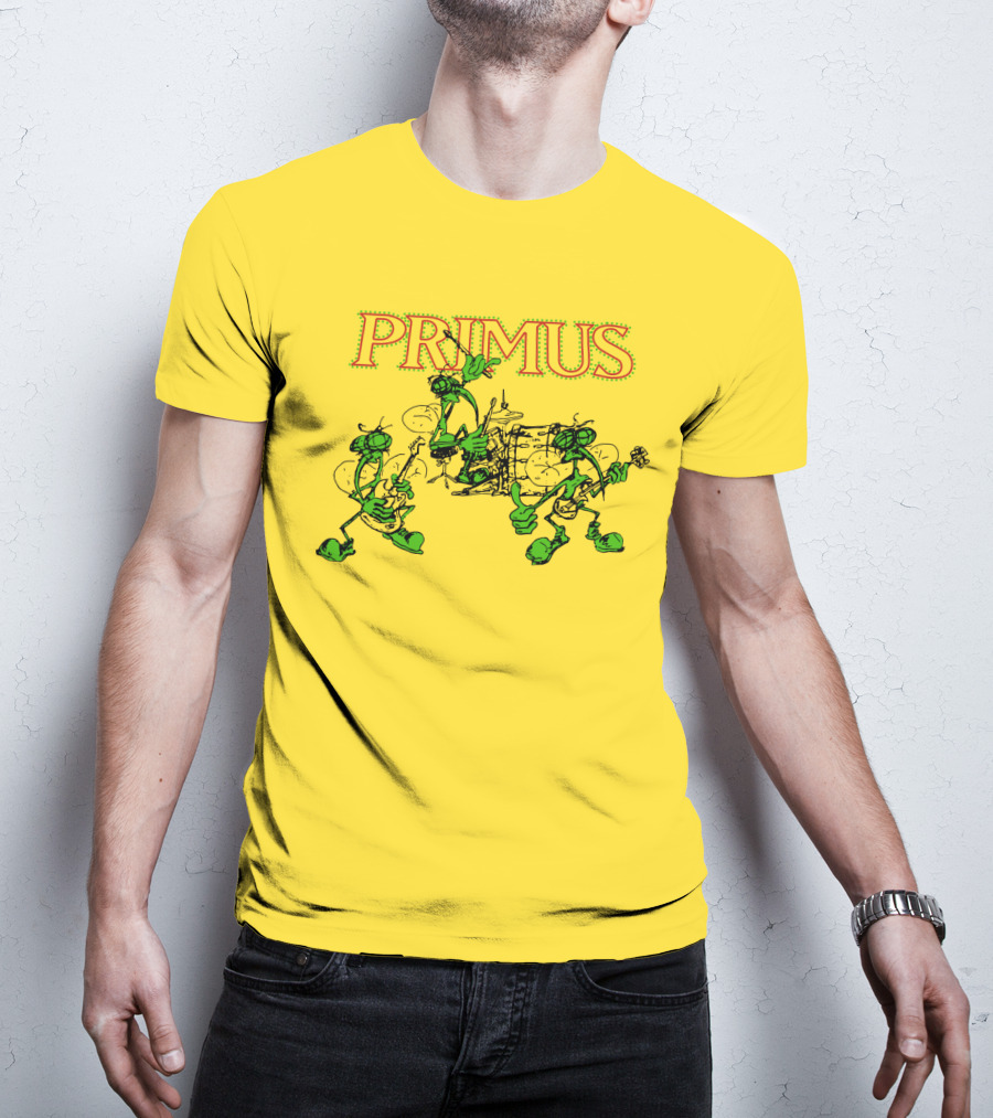 Primus Band Alien Character Drumming And Guitar Playing Scene T-Shirt