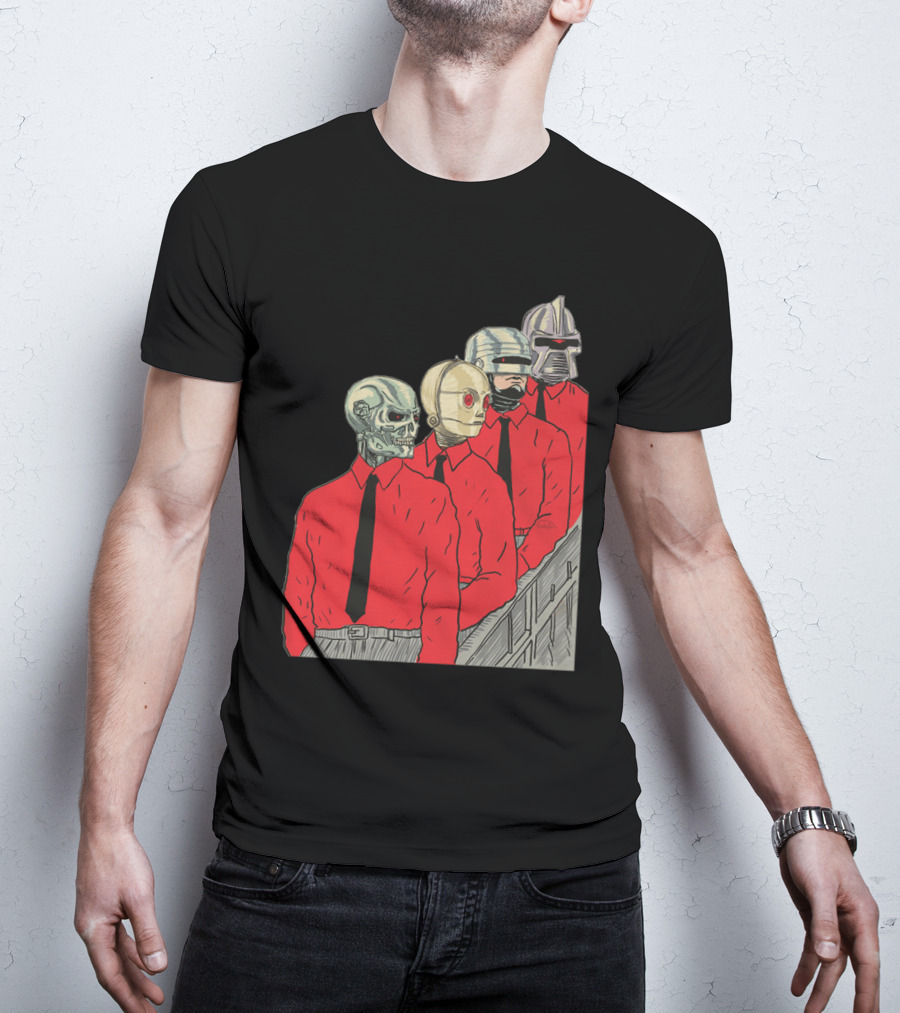 Robots In Red Shirts Black Ties T-Shirt