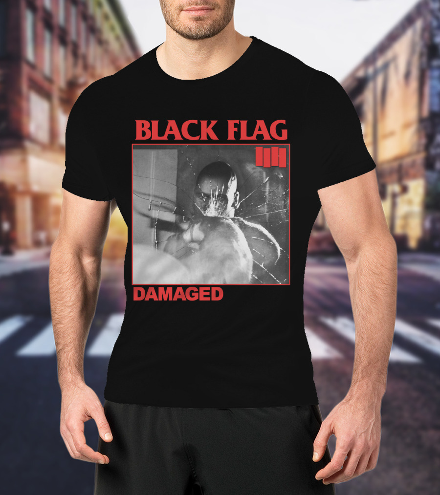 Black Flag Damaged Three Bars T-Shirt