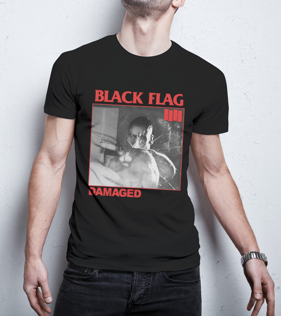 Black Flag Damaged Three Bars T-Shirt