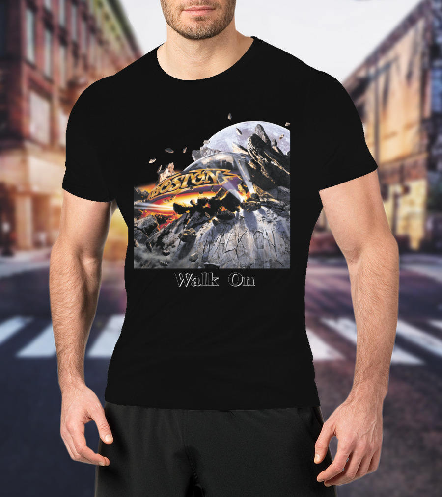 Boston Walk On Rock Explosion Moon Scene T-Shirt