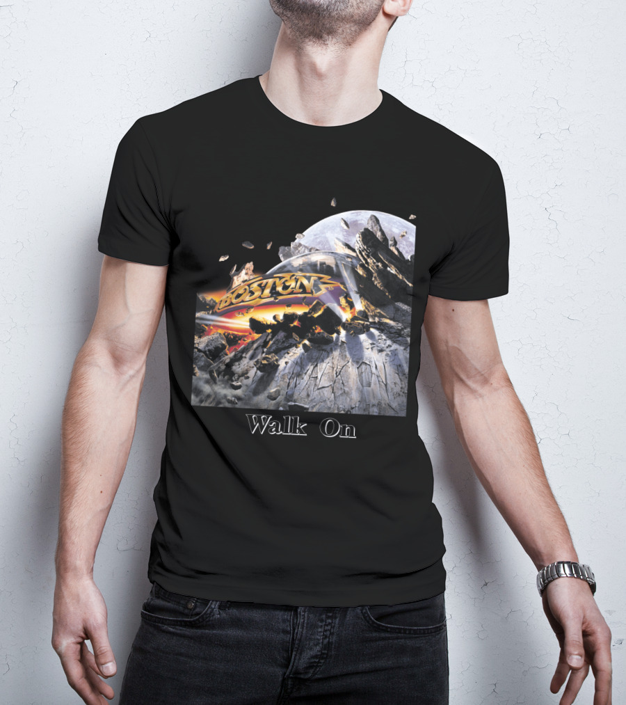 Boston Walk On Rock Explosion Moon Scene T-Shirt