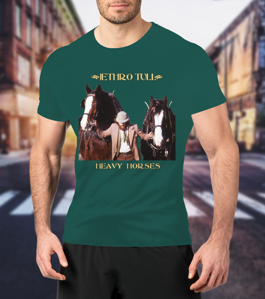 Jethro Tull Heavy Horses Album Cover With Horses And Figure T-Shirt