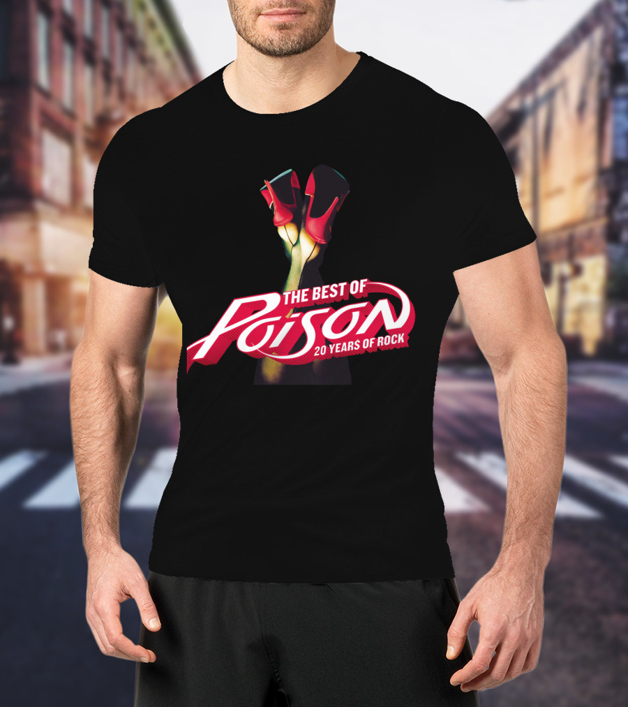 The Best Of Poison 20 Years Of Rock Red Heels On Black T-Shirt