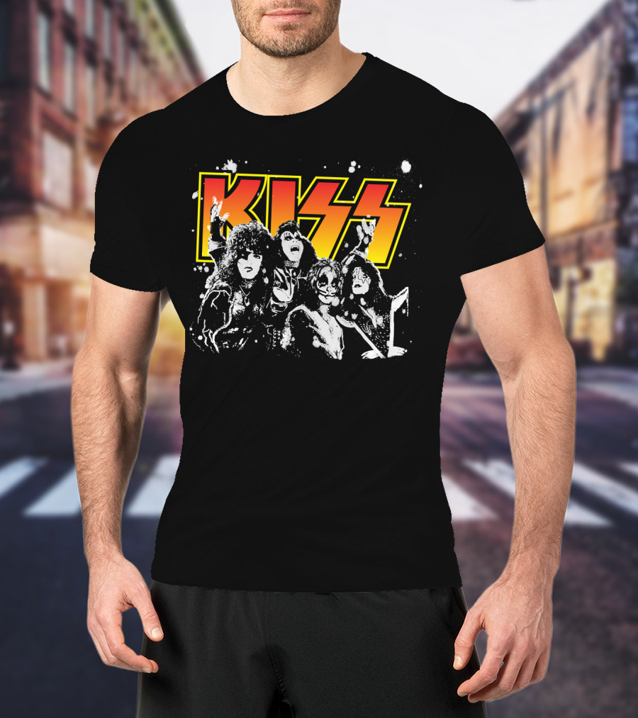 Kiss Band Black And White Group Photo T-Shirt