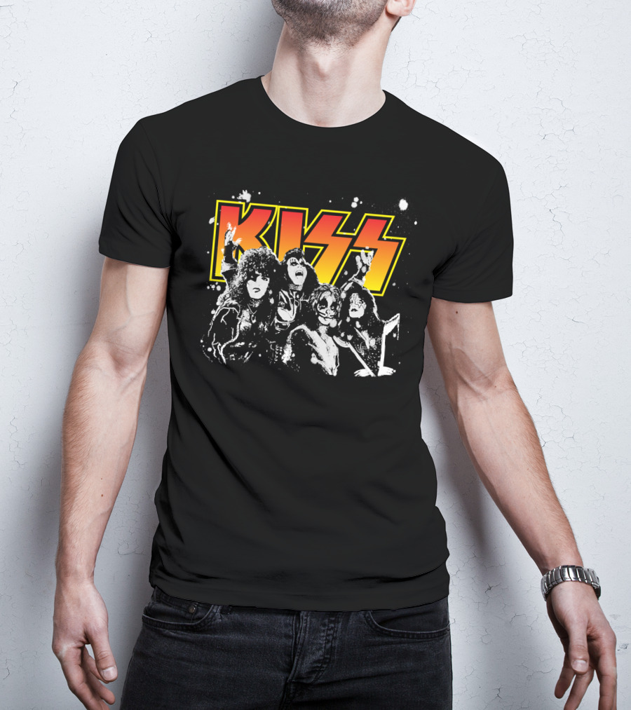 Kiss Band Black And White Group Photo T-Shirt