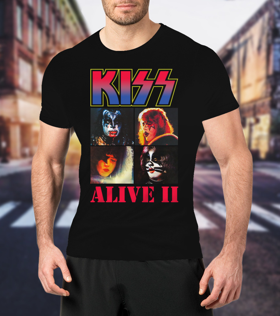 Kiss Alive Ii Classic Band Members Photo Collage T-Shirt