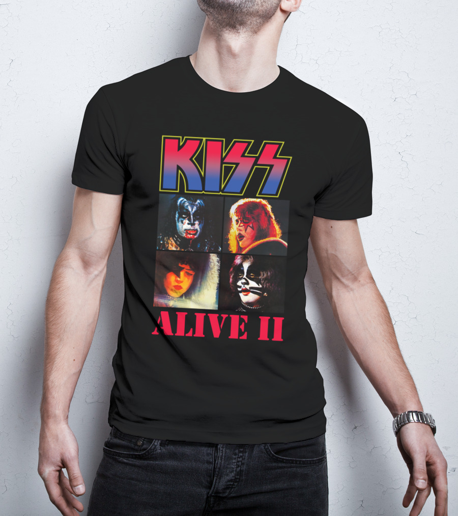 Kiss Alive Ii Classic Band Members Photo Collage T-Shirt