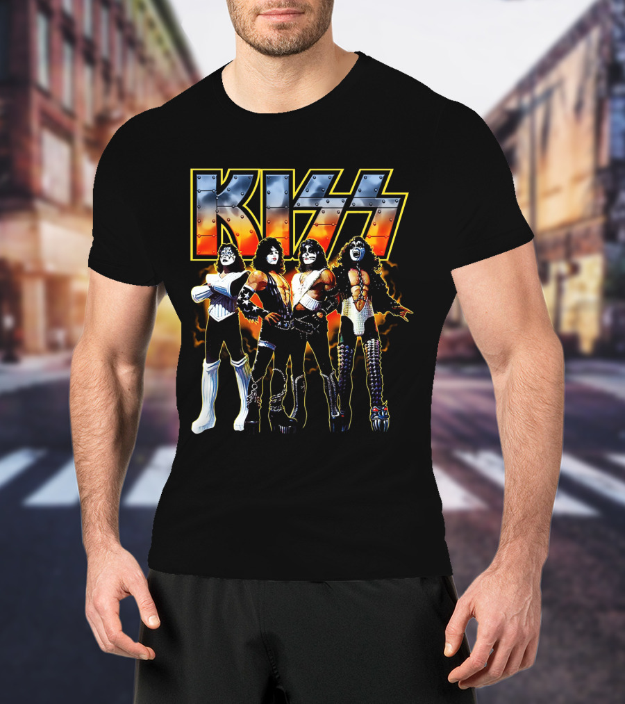 Kiss Band Members In Iconic Rock Style T-Shirt