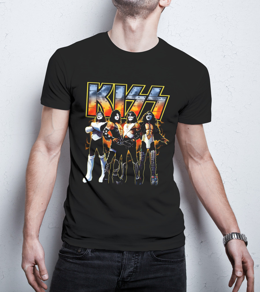 Kiss Band Members In Iconic Rock Style T-Shirt