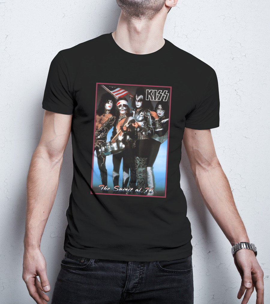 Kiss The Spirit Of '76 Band Portrait Poster With American Flag T-Shirt