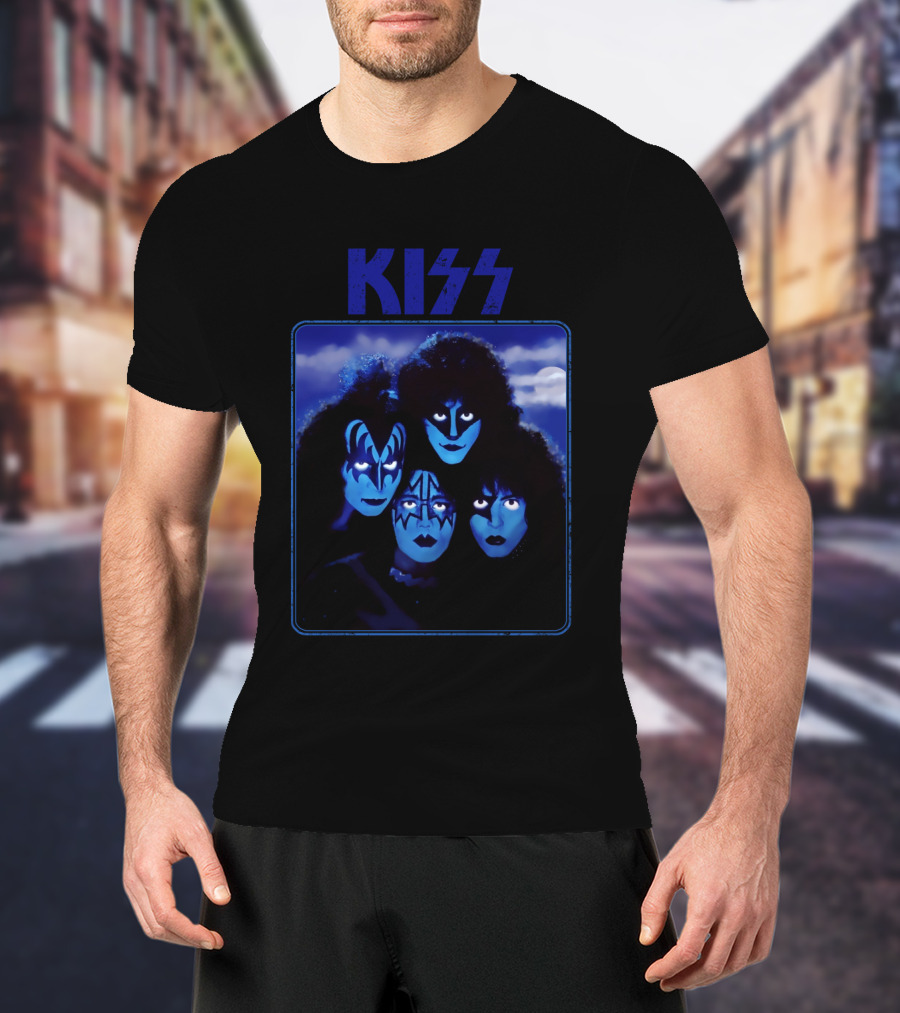 Kiss Band Portrait In Blue T-Shirt