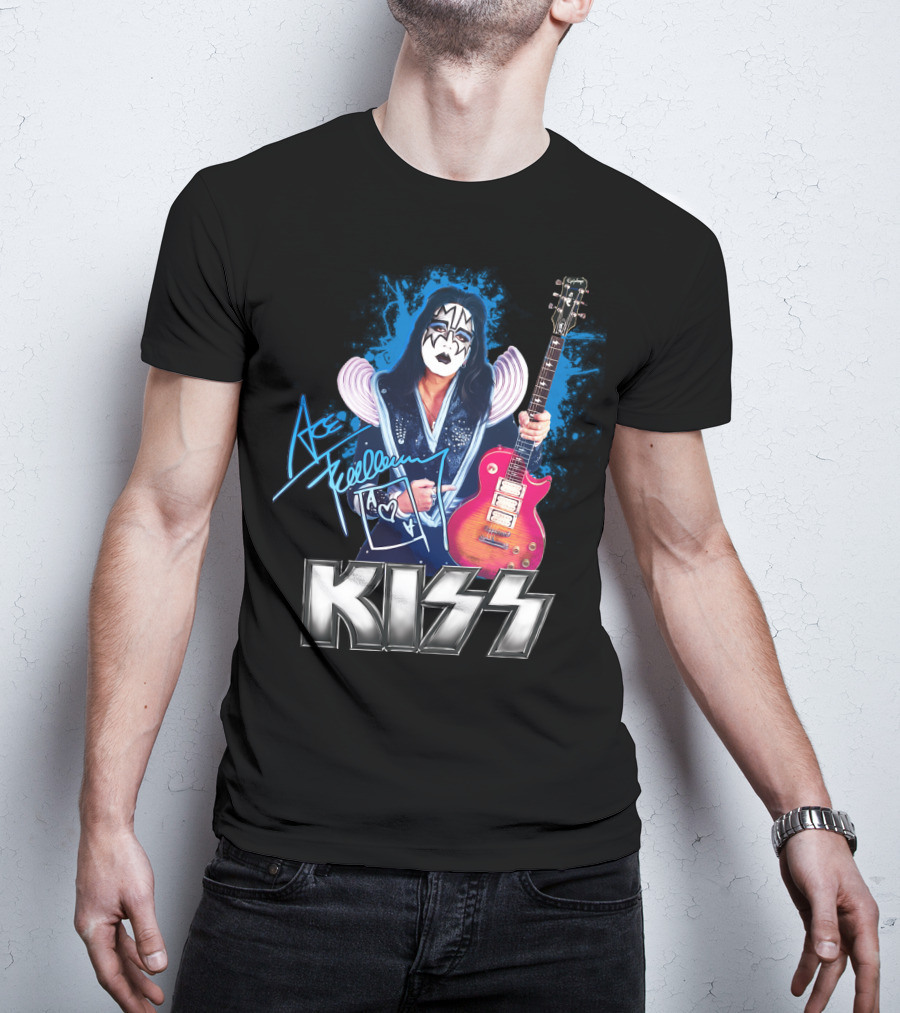 Kiss Ace Frehley Signature Graphic Guitar Art T-Shirt