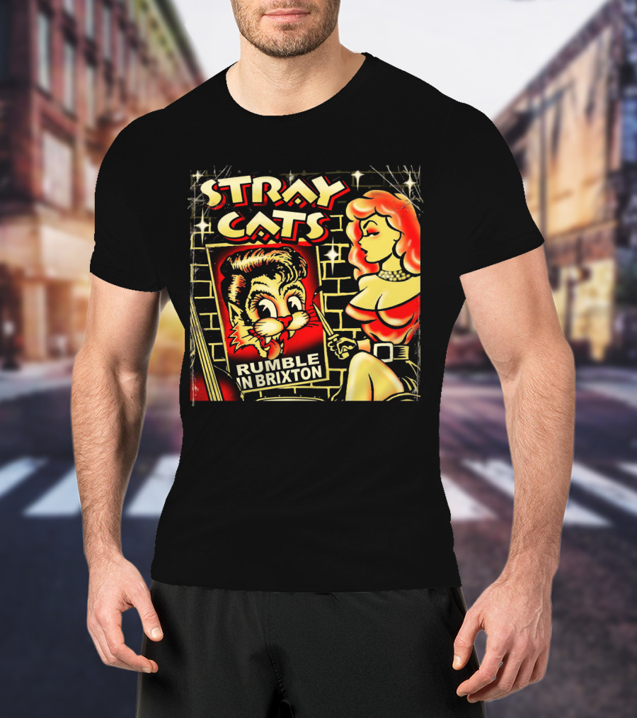 Stray Cats Rumble In Brixton Retro Style T-Shirt