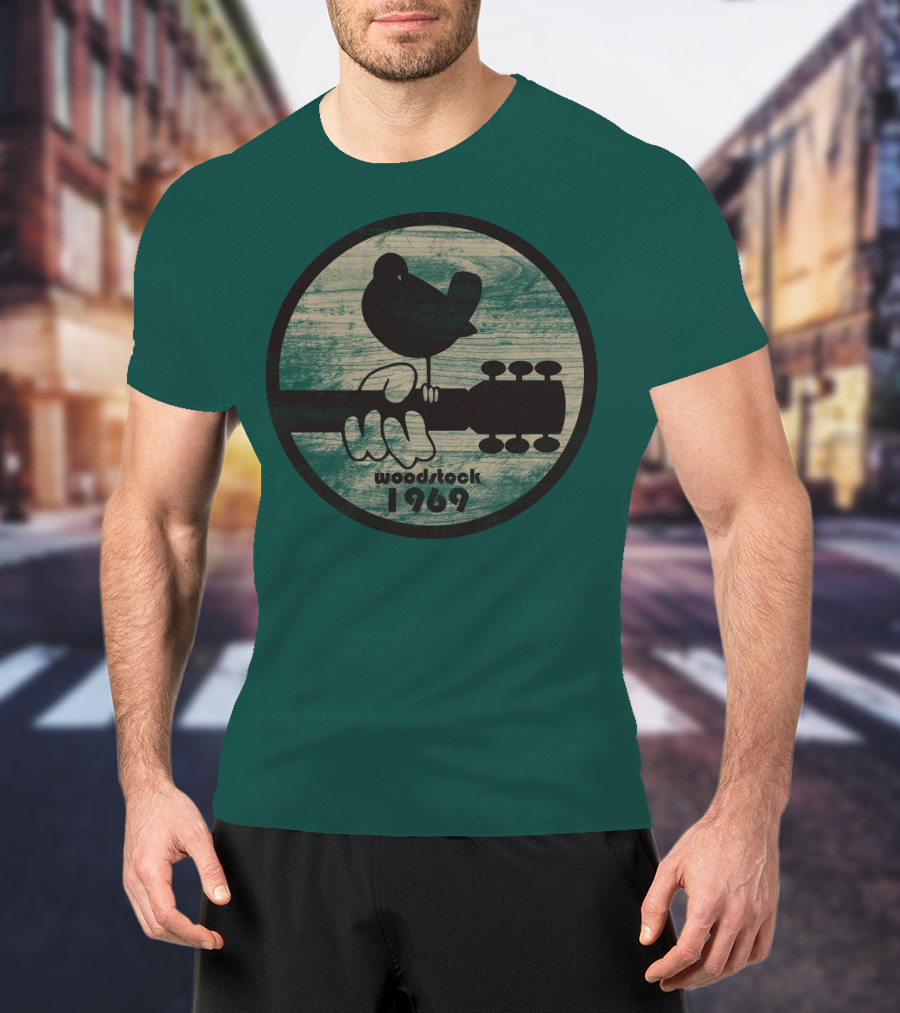 Woodstock 1969 Vintage Bird On Guitar T-Shirt