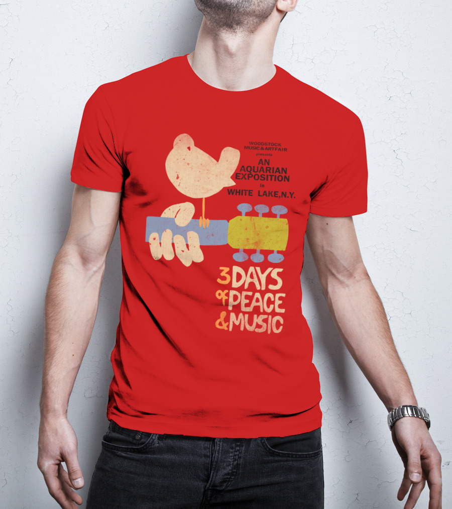Woodstock Music & Art Fair Presents An Aquarian Exposition In White Lake N.y. 3 Days Of Peace & Music T-Shirt