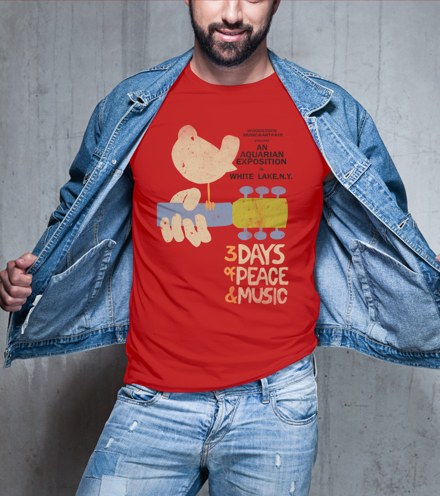 Woodstock Music & Art Fair Presents An Aquarian Exposition In White Lake N.y. 3 Days Of Peace & Music T-Shirt