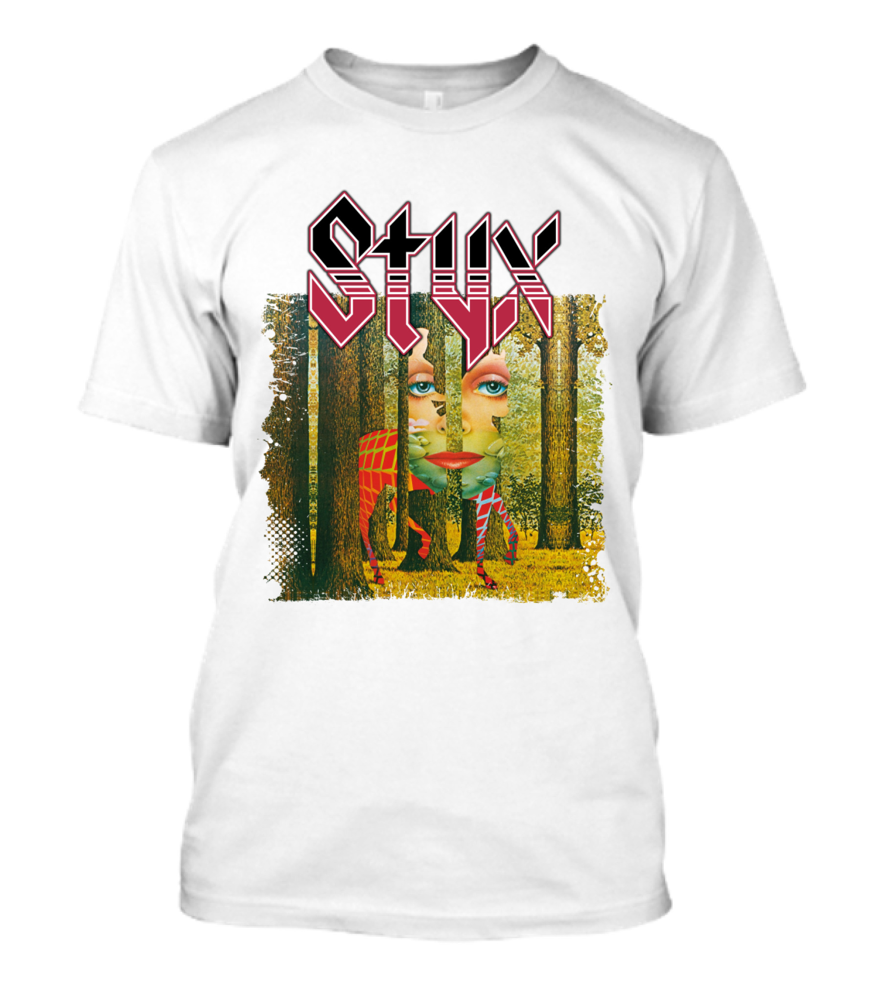 Styx Band Logo And Surreal Forest Face Art T-Shirt
