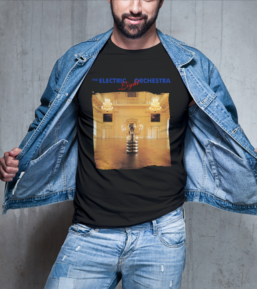 Electric Light Orchestra Lightbulb Room Chandelier Scene T-Shirt