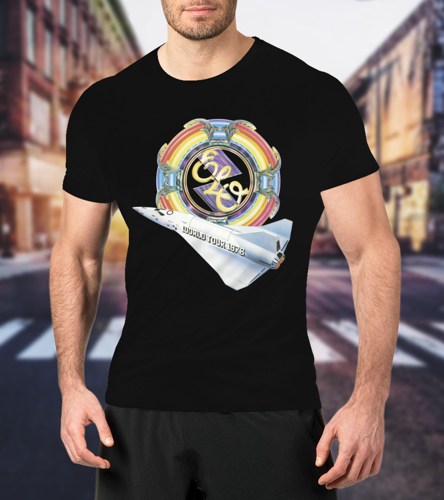 Electric Light Orchestra World Tour 1978 Logo With Spacecraft T-Shirt