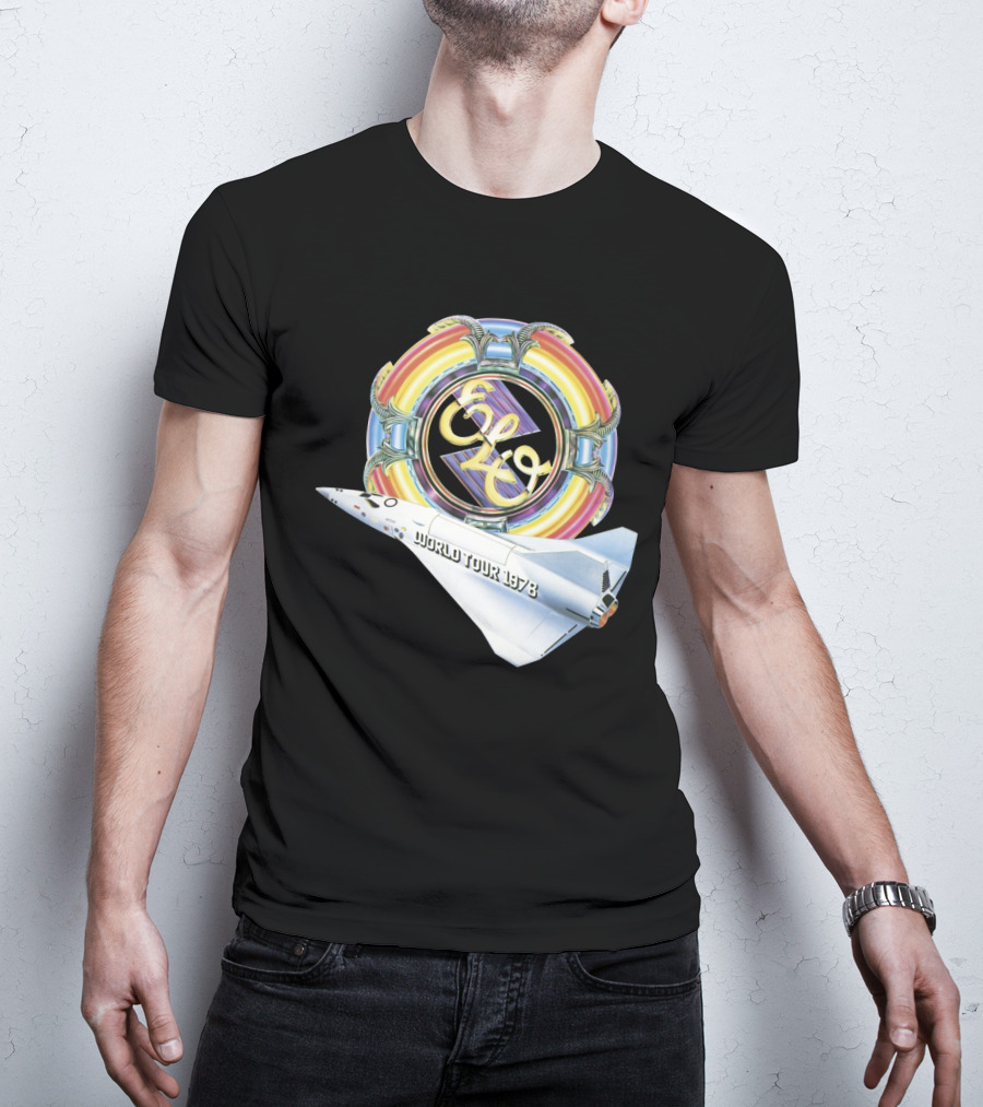 Electric Light Orchestra World Tour 1978 Logo With Spacecraft T-Shirt