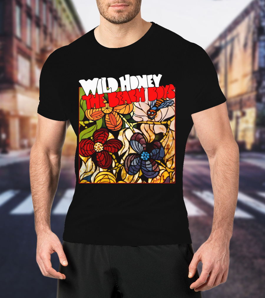 Wild Honey The Beach Boys Flowers And Bee Stained Glass Style T-Shirt
