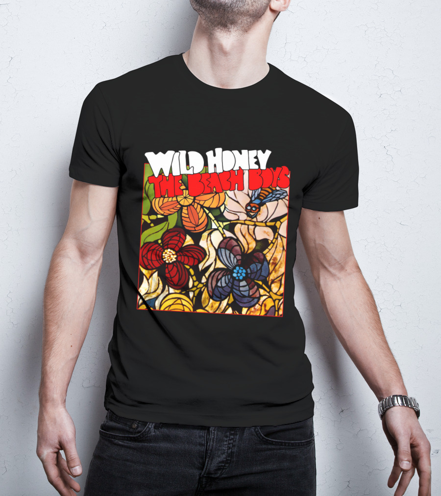 Wild Honey The Beach Boys Flowers And Bee Stained Glass Style T-Shirt