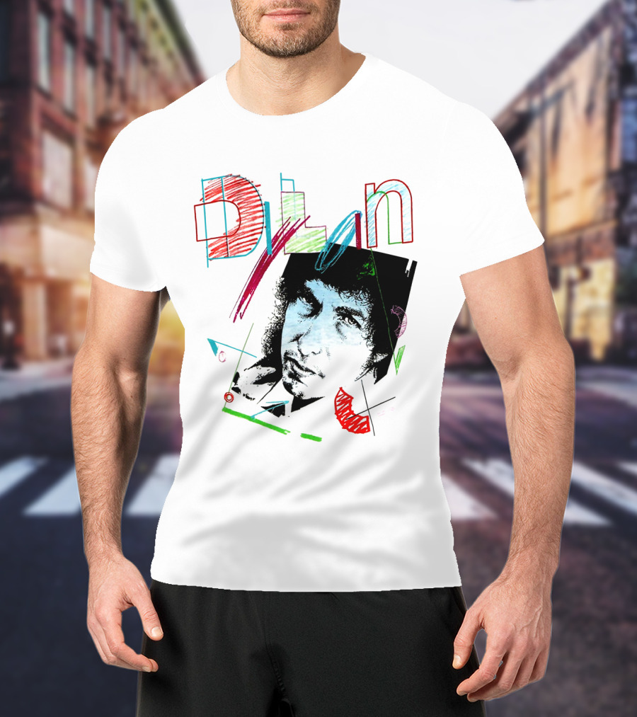 Dylan Graphic Portrait With Colorful Abstract Elements T-Shirt