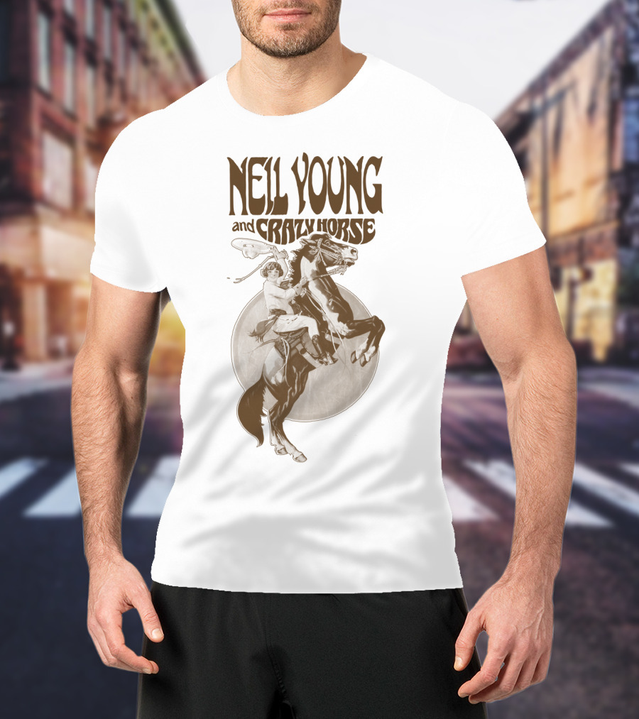Neil Young And Crazy Horse Cowboy Rider Retro Style T-Shirt