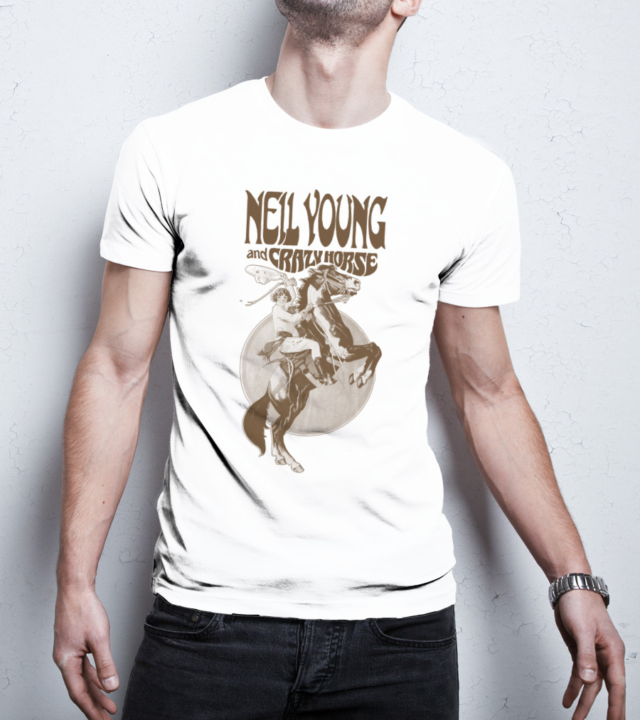 Neil Young And Crazy Horse Cowboy Rider Retro Style T-Shirt
