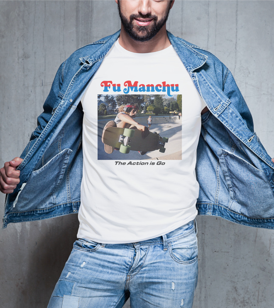 Fu Manchu The Action Is Go Skateboarding Bowl Scene T-Shirt