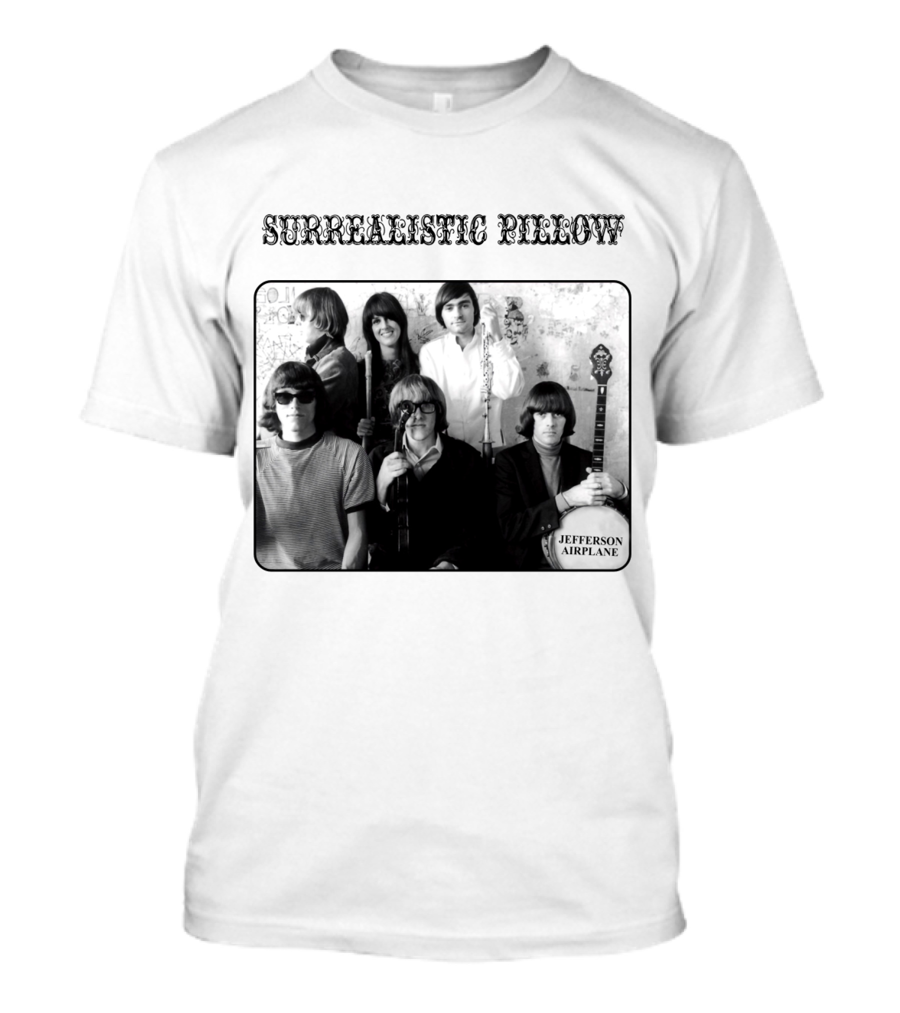 Surrealistic Pillow Jefferson Airplane Album Cover Black And White Photography T-Shirt