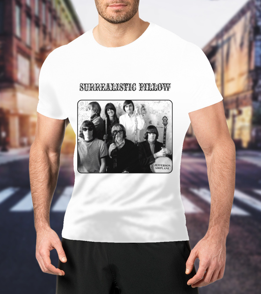 Surrealistic Pillow Jefferson Airplane Album Cover Black And White Photography T-Shirt